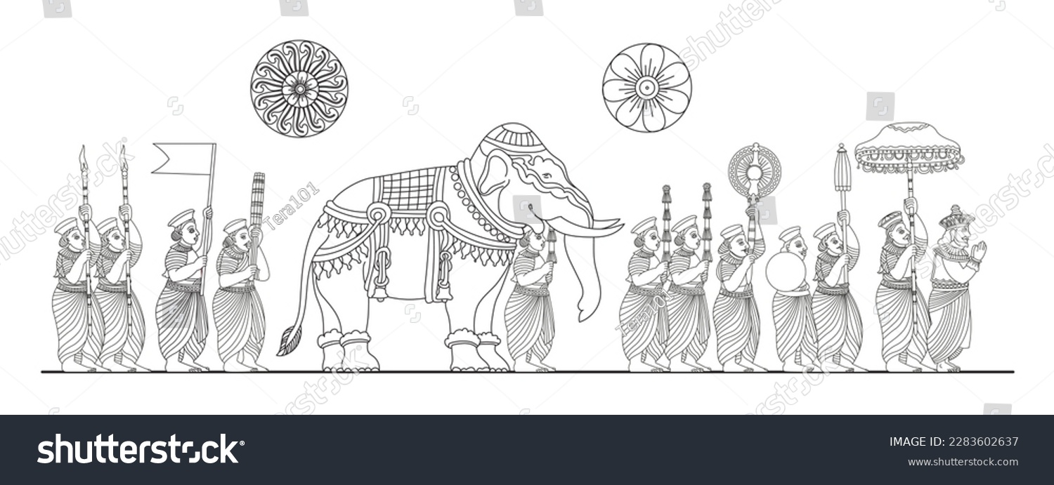 36789stock-vector-sri-lankan-traditional-painting-the-kandy-perahara-vector-line-drawing-2283602637.jpg